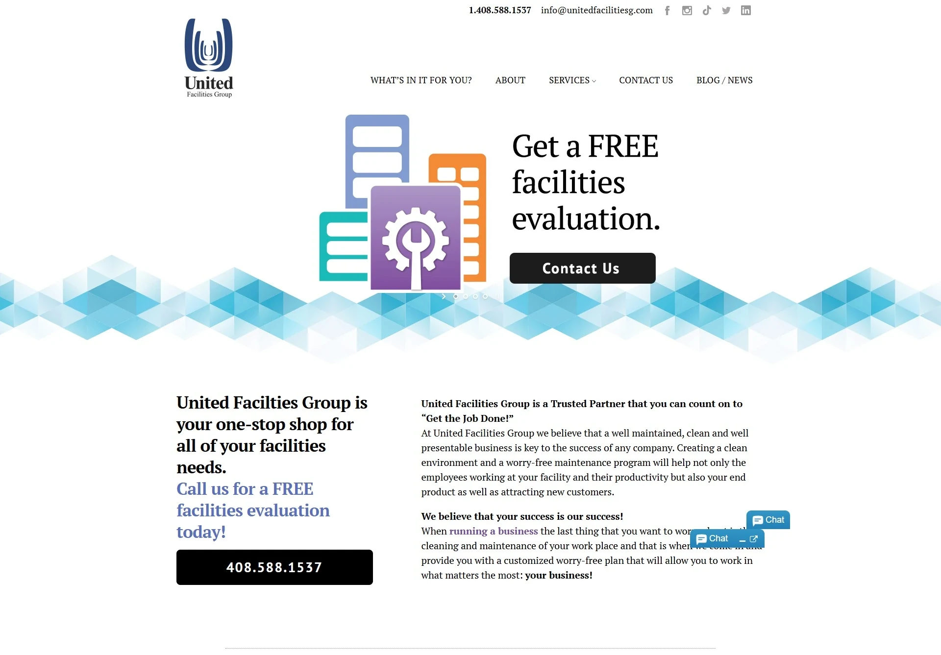 United Facilities Group website before the rebuild